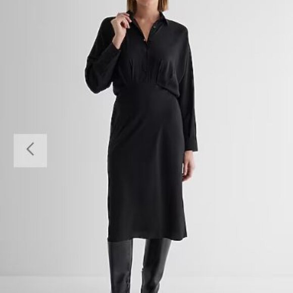 NWT Express Half Button Up Midi Portofino Shirt Dress - size: XL - Picture 1 of 3